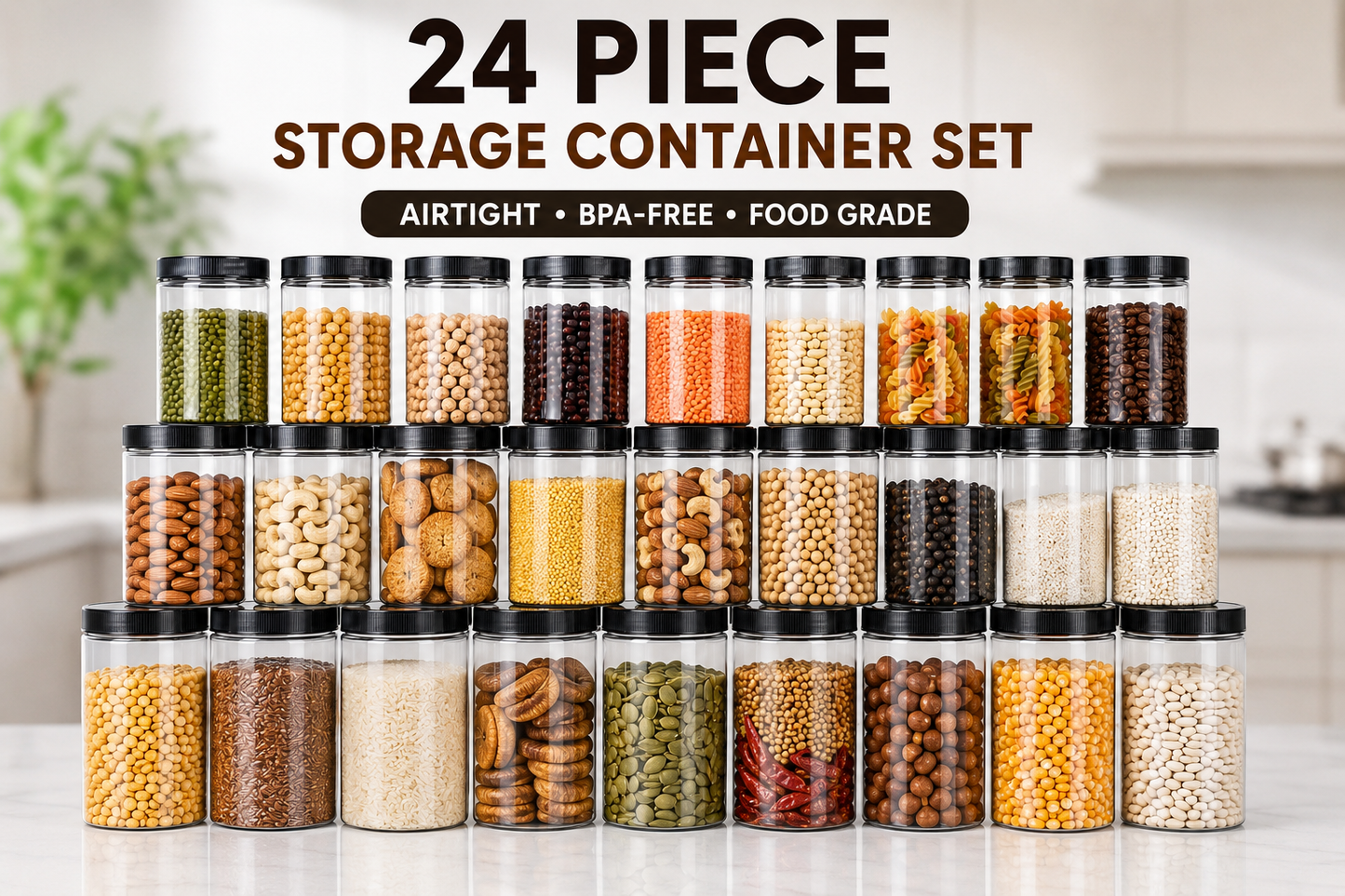 24 Pcs Premium Kitchen Storage Jar Set