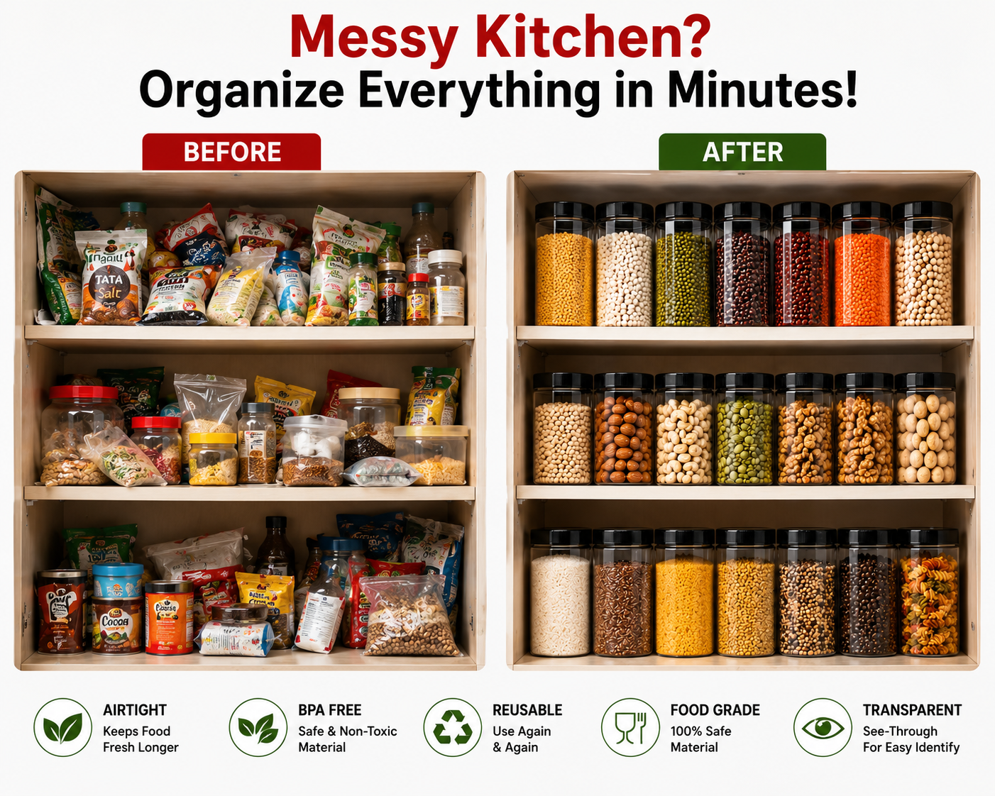 24 Pcs Premium Kitchen Storage Jar Set
