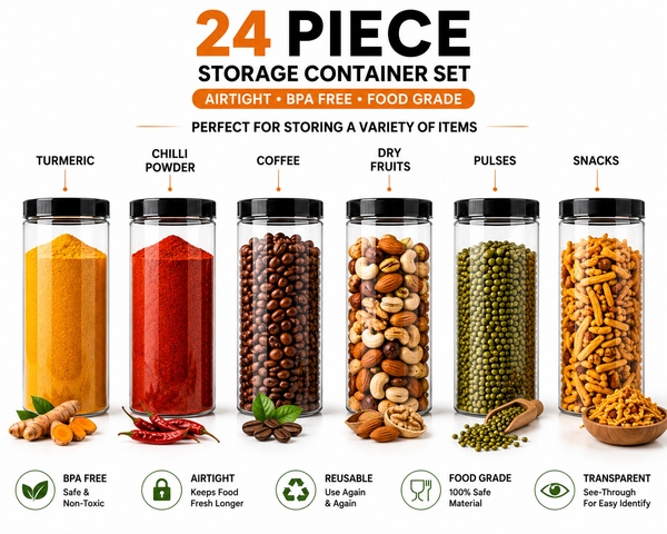 24 Pcs Premium Kitchen Storage Jar Set