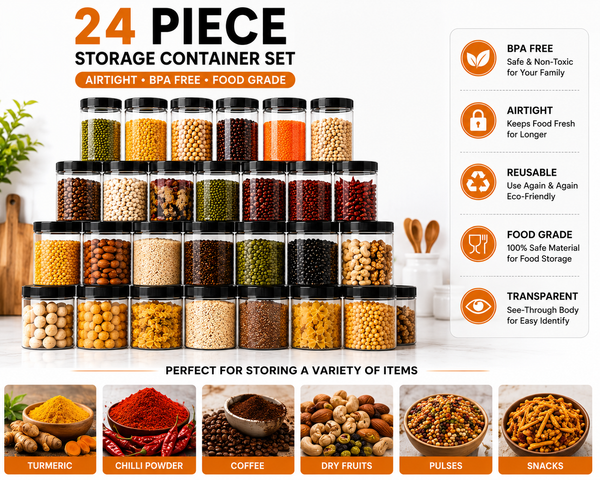24 Pcs Premium Kitchen Storage Jar Set