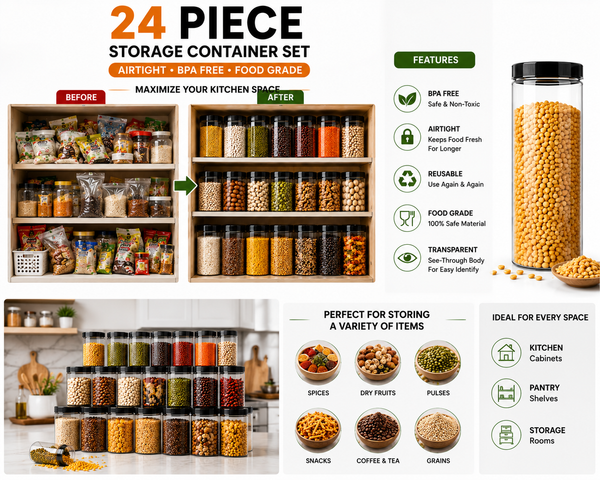 24 Pcs Premium Kitchen Storage Jar Set